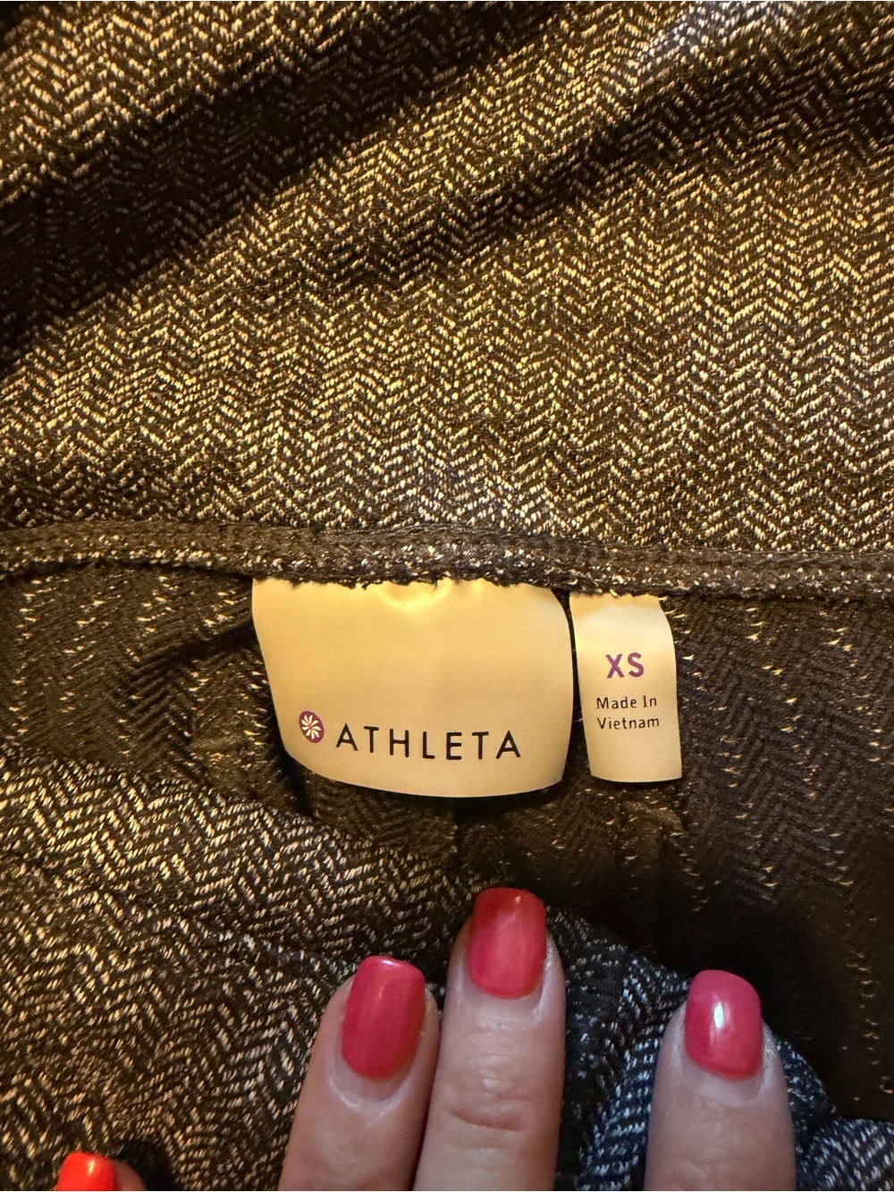 Athleta Black Herringbone Top with Subtle Sheen size XS